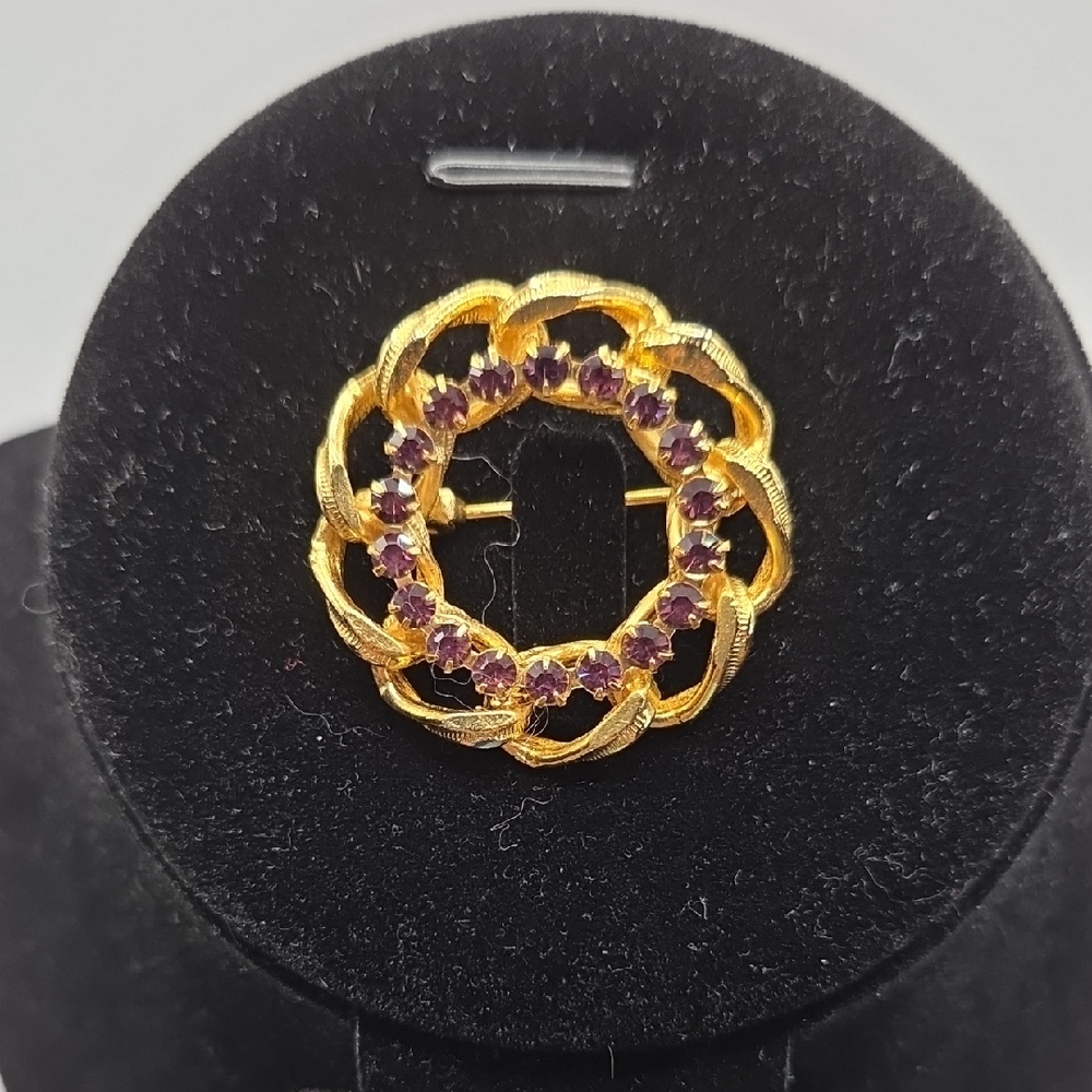 Estate Gold and Purple Circular Brooch